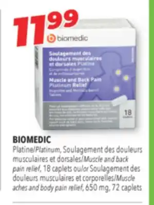 Familiprix Biomedic muscle & back pain platinum relief caplets 18un offer