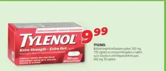 Familiprix TYLENOL Acetaminophen, 500 mg, 100 tablets or Arthritis pain, 650 mg, 50 caplets offer