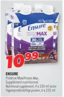 Familiprix ENSURE Protein Max, Nutritional supplement, 4 x 330 ml or High protein, 6 x 235 ml offer