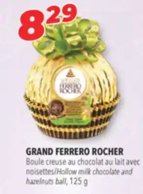 Familiprix GRAND FERRERO ROCHER, Hollow milk chocolate and hazelnuts ball, 125 g offer