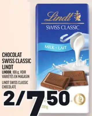 Metro CHOCOLAT SWISS CLASSIC LINDT | LINDT SWISS CLASSIC CHOCOLATE offer