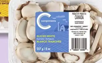 IGA COMPLIMENTS SLICED WHITE MUSHROOMS OR WHOLE CREMINI MUSHROOMS offer