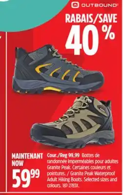 Canadian Tire Outbound Granite Peak Waterproof Adult Hiking Boots offer