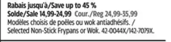 Canadian Tire T-fal Selected Non-Stick Frypans or Wok offer