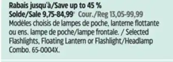 Canadian Tire Certified Selected Flashlights, Floating Lantern or Flashlight/Headlamp offer