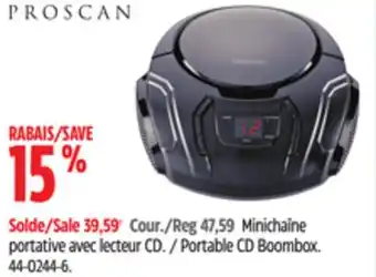 Canadian Tire PROSCAN Portable CD Boombox offer