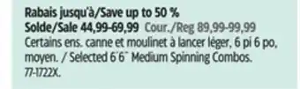 Canadian Tire QUANTUM Selected 6´6˝ Medium Spinning Combos offer