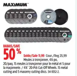 Canadian Tire MAXIMUM cutting and 5 masonry cutting discs offer