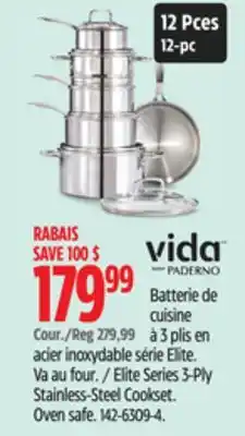 Canadian Tire Vida by PADERNO Elite Series 3-Ply Stainless-Steel Cookset. Oven safe offer