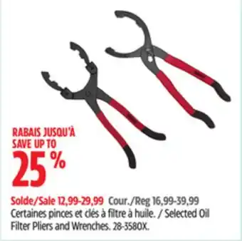 Canadian Tire MotoMaster Filter Pliers and Wrenches offer