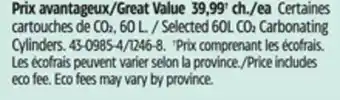 Canadian Tire SodaStream Selected 60L CO2 Carbonating Cylinders offer