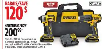 Canadian Tire DEWALT 20V MAX Brushless Li-Ion 1⁄2˝ Drill and 1⁄4˝ Impact Driver Combo Kit offer