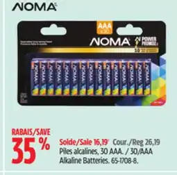 Canadian Tire NOMA 30/AAA Alkaline Batteries offer