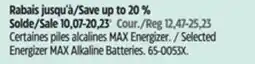 Canadian Tire Selected Energizer MAX Alkaline Batteries offer