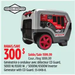 Canadian Tire Briggs & Stratton 5000W/6500W Inverter Generator with CO Guard offer