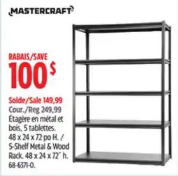 Canadian Tire Mastercraft 5 tablettes. 5-Shelf Metal & Wood Rack offer