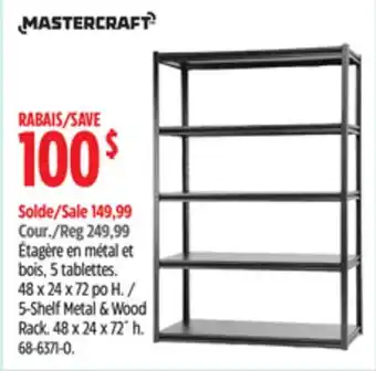 Canadian Tire Mastercraft 5 tablettes. 5-Shelf Metal & Wood Rack offer