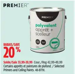 Canadian Tire PREMIER Selected Primers and Ceiling Paints offer