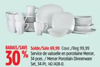 Canadian Tire Mercer Porcelain Dinnerware Set, 34-Pc offer