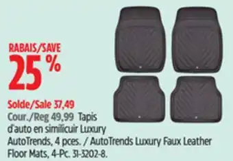 Canadian Tire AutoTrends Luxury Faux Leather Floor Mats offer