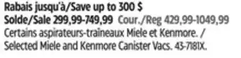 Canadian Tire Miele and Kenmore Canister Vacs offer