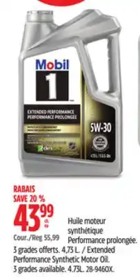 Canadian Tire Mobil 1 Extended Performance Synthetic Motor Oil offer