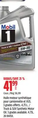 Canadian Tire Mobil Truck & SUV Synthetic Motor Oil offer