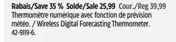 Canadian Tire La Crosse Wireless Digital Forecasting Thermometer offer