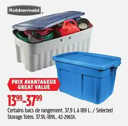 Canadian Tire Rubbermaid Selected Storage Totes offer