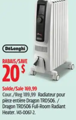 Canadian Tire DeLonghi TRD506 Full-Room Radiant Heater offer