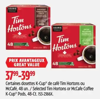 Canadian Tire Selected Tim Hortons or McCafe Coffee K-Cup Pods, 48-Ct offer