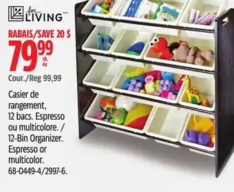 Canadian Tire FOR LIVING 12-Bin Organizer Espresso or multicolor offer