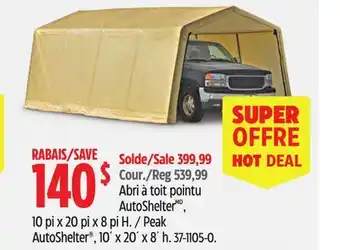 Canadian Tire Peak AutoShelter , 10´ x 20´ x 8´ h offer