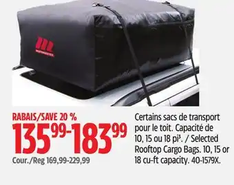 Canadian Tire Selected Rooftop Cargo Bags. 10, 15 or 18 cu-ft capacity offer