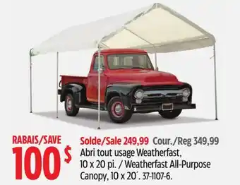 Canadian Tire Weatherfast All-Purpose Canopy, 10 x 20´ offer