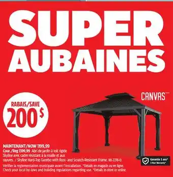 Canadian Tire CANVAS Skyline Hard-Top Gazebo with Rust- and Scratch-Resistant Frame offer