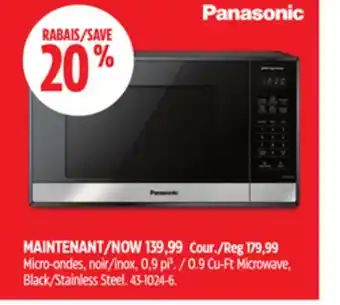 Canadian Tire Panasonic MAINTENANT Microwave, Black/Stainless Steel offer