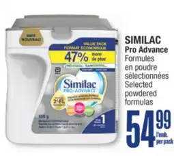 Jean Coutu SIMILAC Pro Advance Selected powdered formulas offer