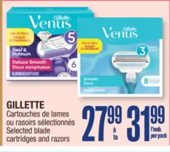 Jean Coutu GILLETTE Selected blade cartridges and razors offer