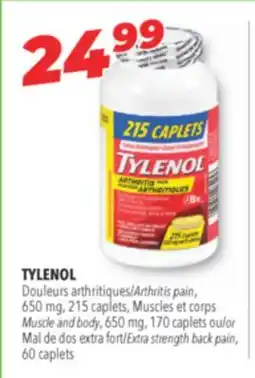 Familiprix TYLENOL Arthritis pain, 650 mg, 215 caplets Muscle and body, 650 mg, 170 caplets or offer