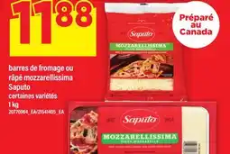 Maxi BARRES DE FROMAGE OU RÂPÉ MOZZARELLISSIMA SAPUTO, 1 KG offer