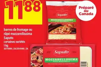 Maxi BARRES DE FROMAGE OU RÂPÉ MOZZARELLISSIMA SAPUTO, 1 KG offer