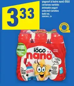 Maxi YOGOURT À BOIRE NANÖ IÖGO | DRINKABLE YOGURT, 6x93 mL offer