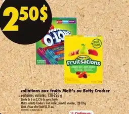 Maxi COLLATIONS AUX FRUITS MOTT'S OU BETTY CROCKER | MOTT'S OR BETTY CROCKER'S FRUIT SNACKS, 128-226G offer