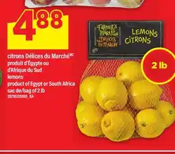 Maxi CITRONS DÉLICES DU MARCHÉ | LEMONS, SAC DE/BAG OF 2 LB offer