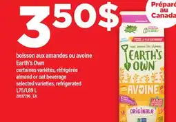 Maxi BOISSON AUX AMANDES OU AVOINE EARTH'S OWN | ALMOND OR OAT BEVERAGE, 1,75/1,89 L offer