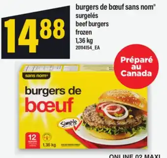 Maxi BURGERS DE BŒUF SANS NOM | BEEF BURGERS, 1,36 kg offer