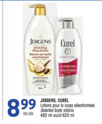 Uniprix JERGENS, CUREL Lotions pour le corps sélectionnées /Selected body lotions offer