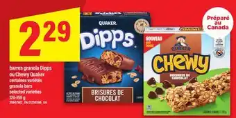 Maxi BARRES GRANOLA DIPPS OU CHEWY QUAKER | GRANOLA BARS, 120-156 g offer