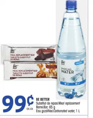 Uniprix BE BETTER Substitut de repas/Meal replacement Barre/Bar, 65 g Eau gazéifiée/Carbonated water, 1 L offer